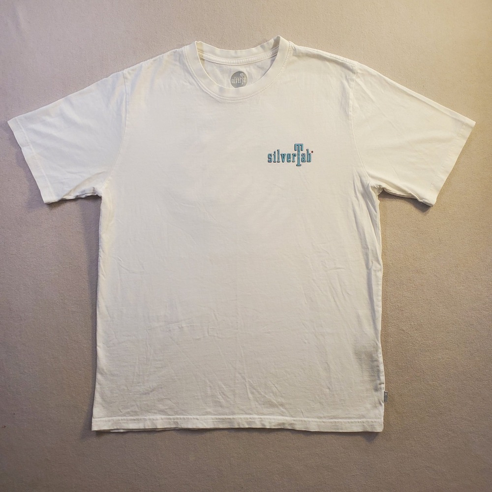 Levis SilverTab Mens Relaxed Graphic T-Shirt White Small 90s Retro Logo Tee - Picture 2 of 9